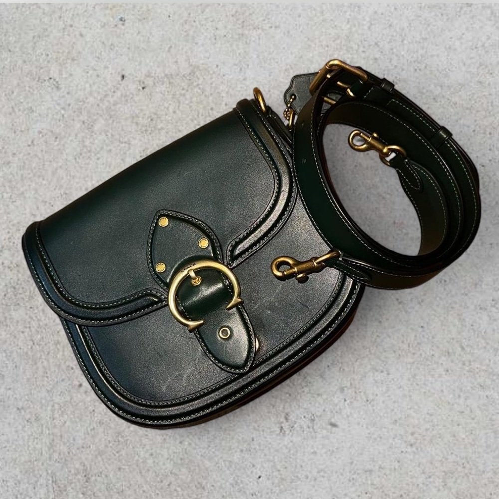 COACH Amazon green beat saddle crossbody bag
